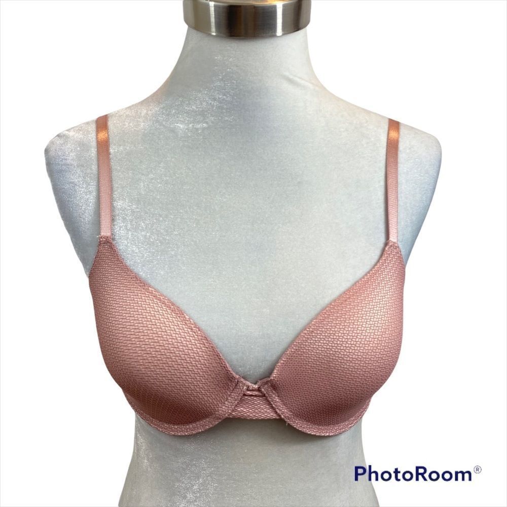 Vince Camuto Pink‎ Textured Padded Push Up Bra Size 34B